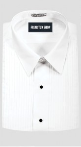 White Laydown Collar Pleated Shirt