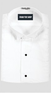 White Wingtip Collar Pleated Shirt