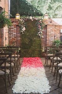 Carondelet House Wedding Ceremony Pink Ombre Aisle